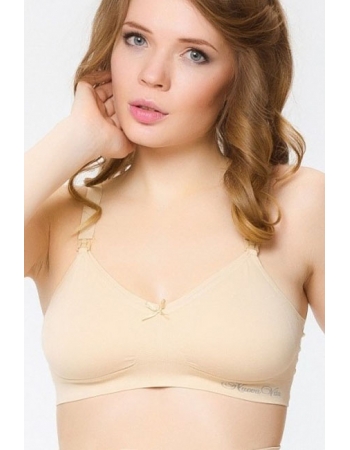 Бюстгальтер-топ для кормления и беременных бесшовный (микрофибра), бежевый