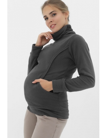 Толстовка для кормящих и беременных флисовая, темно-серая