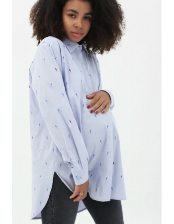 Рубашка для беременных, попугаи