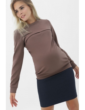 Свитшот для кормящих и беременных с секретом на молнии, кофейный