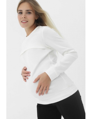 Свитшот для кормящих и беременных с секретом на молнии, белый