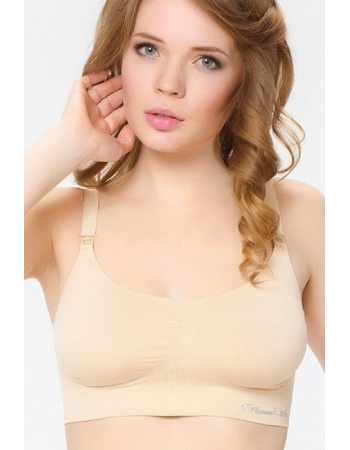 Бюстгальтер-топ для кормления и беременных бесшовный (хлопок), бежевый