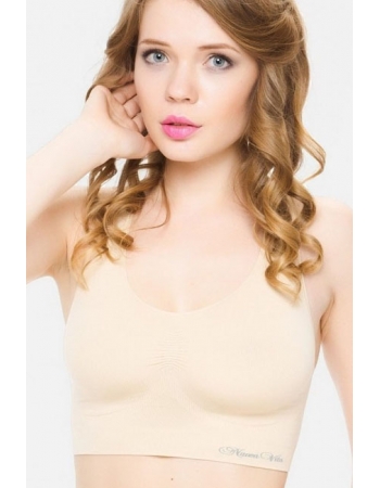 Бюстгальтер-топ для беременных дородовый бесшовный (микрофибра), бежевый