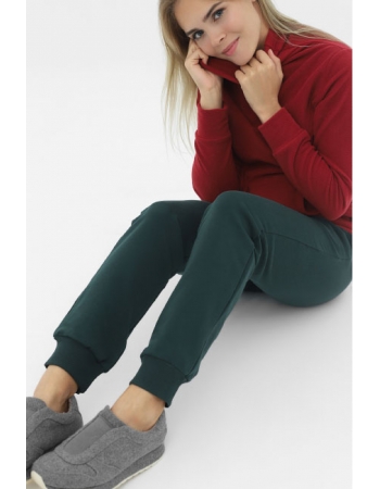 Брюки для беременных и родивших универсальные спортивные из футера (хлопковые), изумрудные