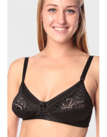 Бюстгальтер для кормления Классика (хлопковый с кружевом), черный