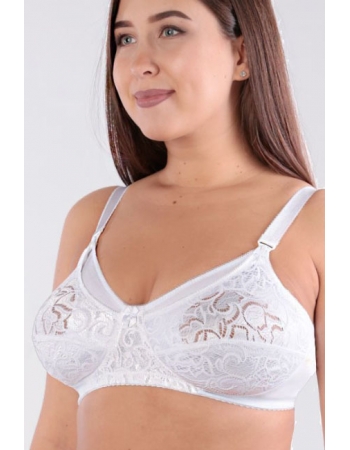Бюстгальтер для беременных и кормящих Классика (хлопковый с кружевом), белый
