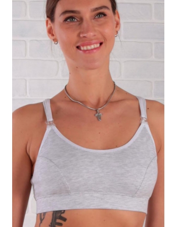 Бюстгальтер-топ для кормления и беременных мягкий (хлопковый), серый меланж