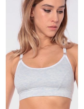 Бюстгальтер-топ для кормления и беременных мягкий (хлопковый), голубой меланж