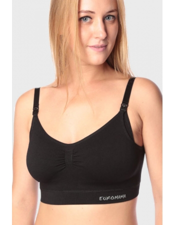 Бюстгальтер-топ для кормления и беременных (бесшовный), черный