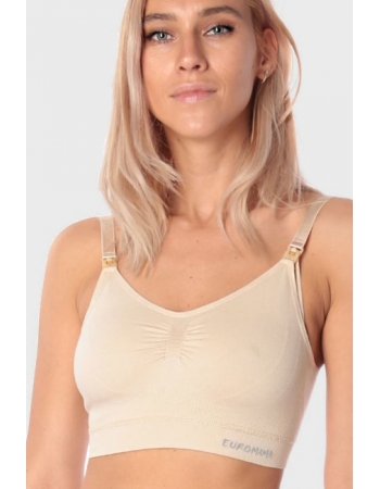 Бюстгальтер-топ для кормления и беременных (бесшовный), бежевый