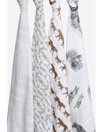 Муслиновые пеленки для новорожденных Aden&Anais, большие, набор 4, Hear me roar