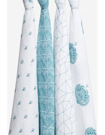 Муслиновые пеленки для новорожденных Aden&Anais, большие, набор 4, Paisley teal