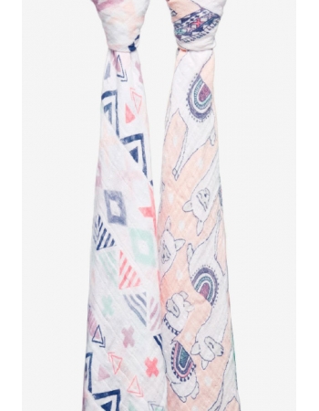 Пеленки муслиновые для новорожденных Aden&Anais большие, набор 2, Pretty llama trail blooms