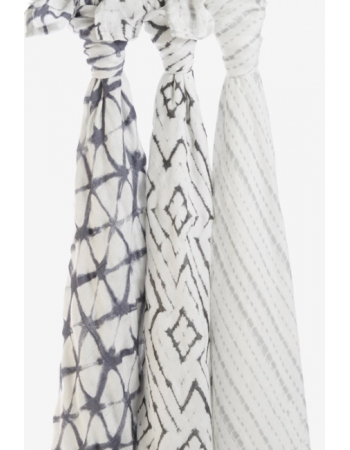 Пеленки бамбуковые для новорожденных Aden&Anais большие, набор 3, Pebble shibori