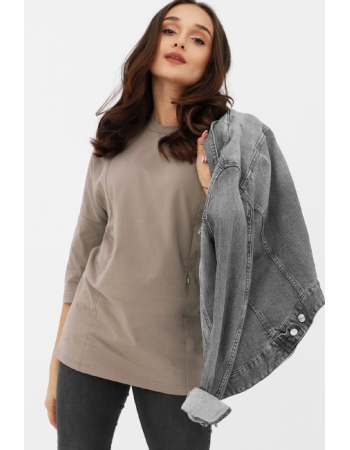 Лонгслив для беременных и кормящих с вертикальными молниями, цвет кофе с молоком