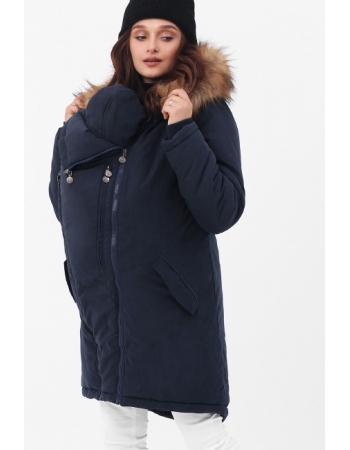 Зимняя слингокуртка - парка 3 в 1 с мехом, синий