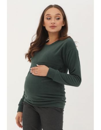 Джемпер для беременных и кормящих флисовый, изумрудный