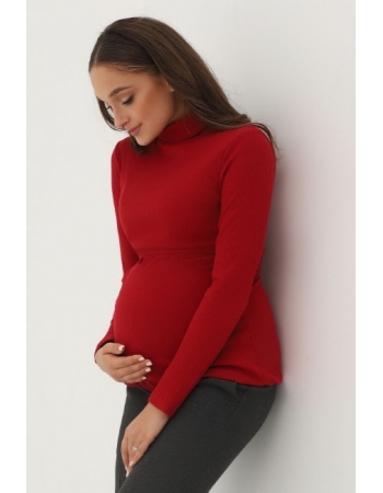 Водолазка для беременных и кормящих, вишневая