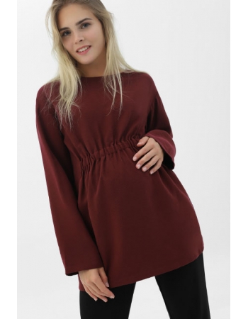 Туника для беременных со сборкой, бордовая
