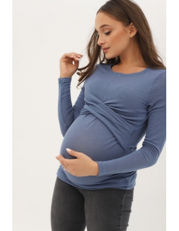 Лонгслив для беременных и кормящих со складкой, индиго
