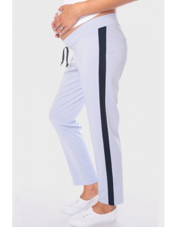 Брюки для беременных и родивших джерси с лампасами, светло-голубые