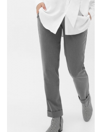Брюки для беременных и родивших зауженные с отворотами, серые