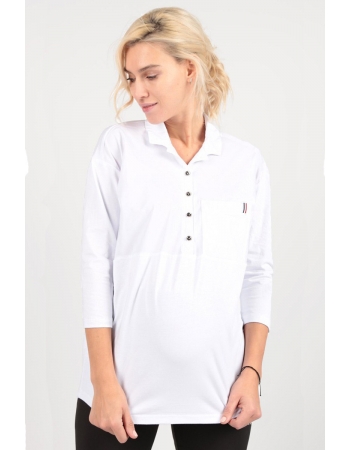 Блуза-рубашка для беременных и кормящих, цвет белый