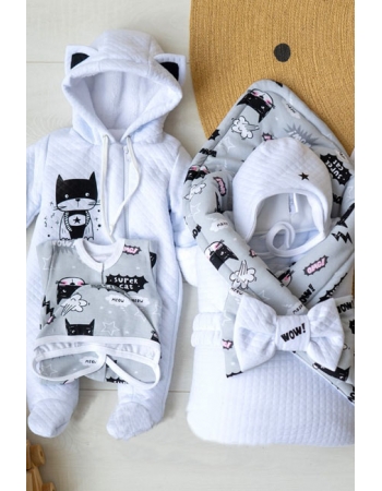 Комплект на выписку холодная зима, Supercat (6 предметов)