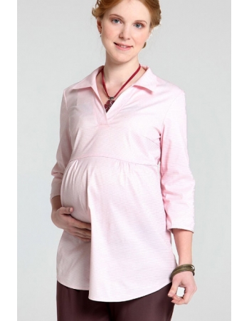 Блуза-рубашка для беременных в полоску, розовая