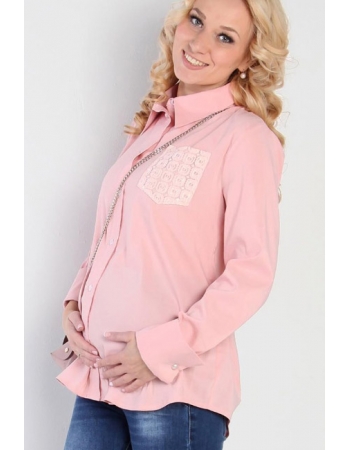 Блуза для беременных с планкой на пуговицах, пудра