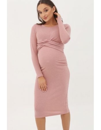 Платье для кормящих и беременных со складкой, пыльная роза