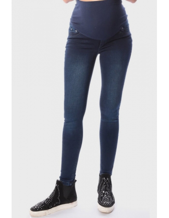 Джинсы для беременных утепленные флисом, темно-синие