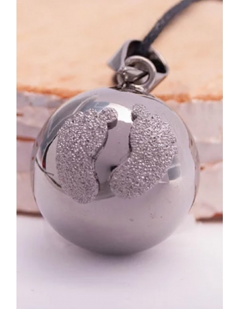Кулон для беременных колокольчик бола, черный родий с "бриллиантовыми" ножками