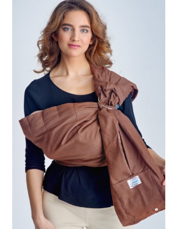 Переноска для детей - Слинг с кольцами Баюшка двуслойный, Джинс красно-коричневый