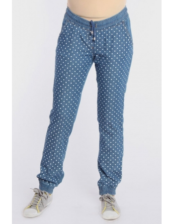 Джинсы для беременных и родивших в горошек, голубые
