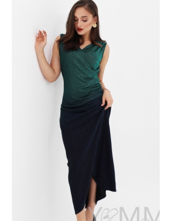Вечернее платье для кормящих и беременных длинное с градиентом, цвет  изумрудный