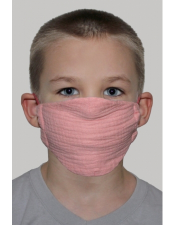Маска медицинская многоразовая детская из муслина, коралловый