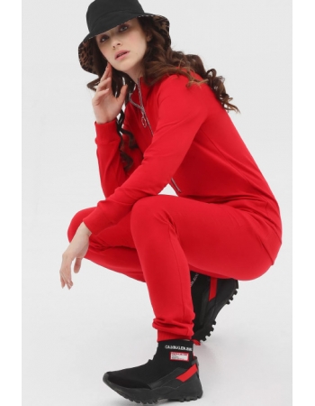 Костюм для беременных и кормящих из футера с декоративной молнией, красный