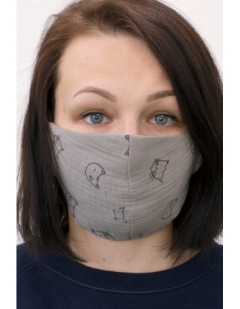 Медицинская маска против вирусов многоразовая (для взрослого), Grey Cats