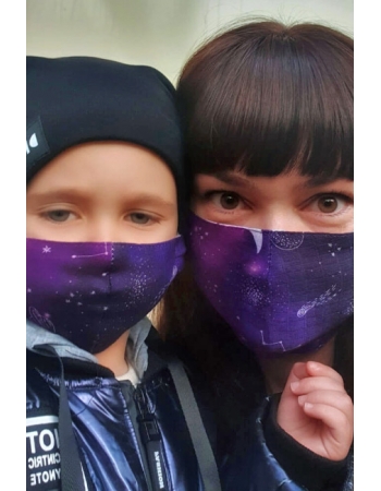 Набор медицинских масок для взрослого и ребенка, Night Galaxy