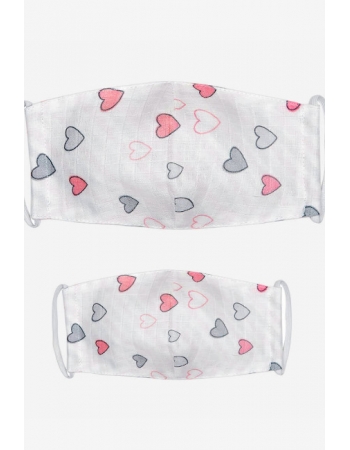 Набор медицинских масок для взрослого и ребенка, Pink Hearts