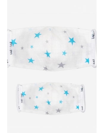 Набор медицинских многоразовых масок для взрослого и ребенка, Blue Stars