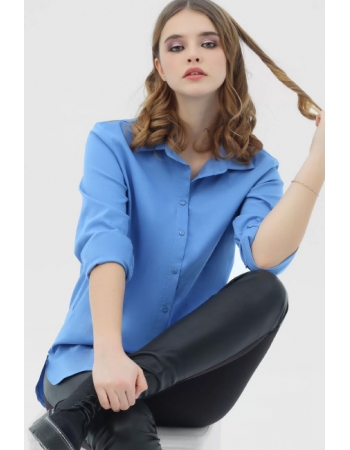 Рубашка для кормящих и беременных из блузочной ткани, голубая