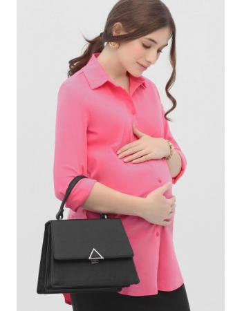 Рубашка для беременных и кормящих из блузочной ткани, розовая