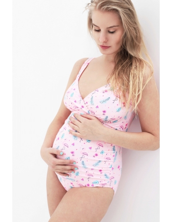 Купальник для беременных слитный, фламинго (светло-розовый)