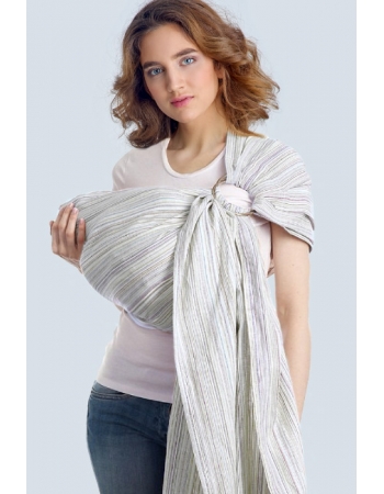 Переноска для детей - Слинг с кольцами Баюшка однослойный нешарфовый, Linen белый
