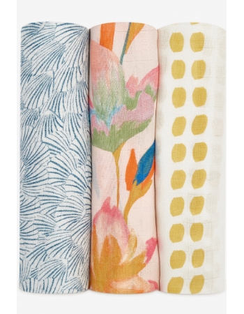 Бамбуковые пеленки для новорожденных Aden Anais большие, набор 3, Marine Gardens