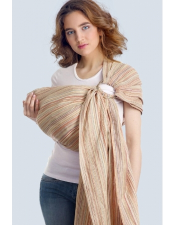 Переноска для детей - Слинг с кольцами Баюшка однослойный нешарфовый, Linen рыжий