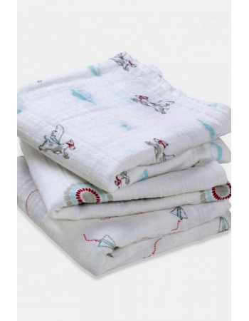 Aden&Anais набор 3 средних муслиновых пеленок, Liam the Brave (храбрый пес)
