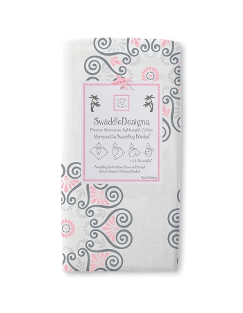 Пеленка детская тонкая SwaddleDesigns Маркизет Bright Pink Medallions